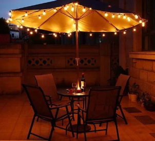 Solar Outdoor Christmas Fairy Lights LED Garland G40 Bulbs String Light Dimmable Remote Control Wedding Decoration for Garden