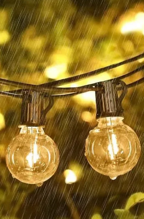 Solar Outdoor Christmas Fairy Lights LED Garland G40 Bulbs String Light Dimmable Remote Control Wedding Decoration for Garden