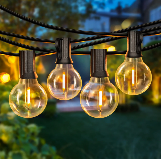 Solar Outdoor Christmas Fairy Lights LED Garland G40 Bulbs String Light Dimmable Remote Control Wedding Decoration for Garden
