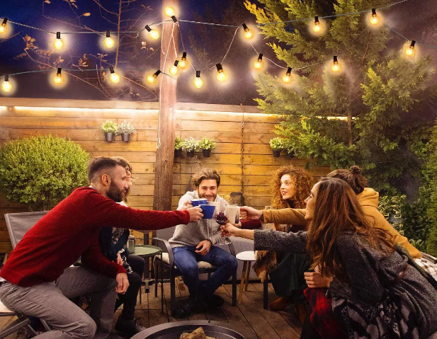 Solar Outdoor Christmas Fairy Lights LED Garland G40 Bulbs String Light Dimmable Remote Control Wedding Decoration for Garden
