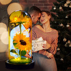 Sunflower Gift for Women,Sun Flowers Home Decor,Preserved Sunflower Bouquet in Glass Dome,Birthday Gifts for Her Mom